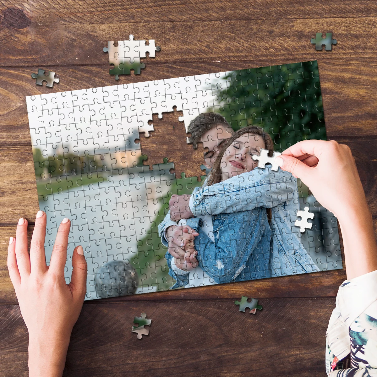 35/300/500/1000pcs Personalized Custom Photo Puzzle Couple Custom Photo Portrait Painting Handmade Birthday Gift Commemorative I