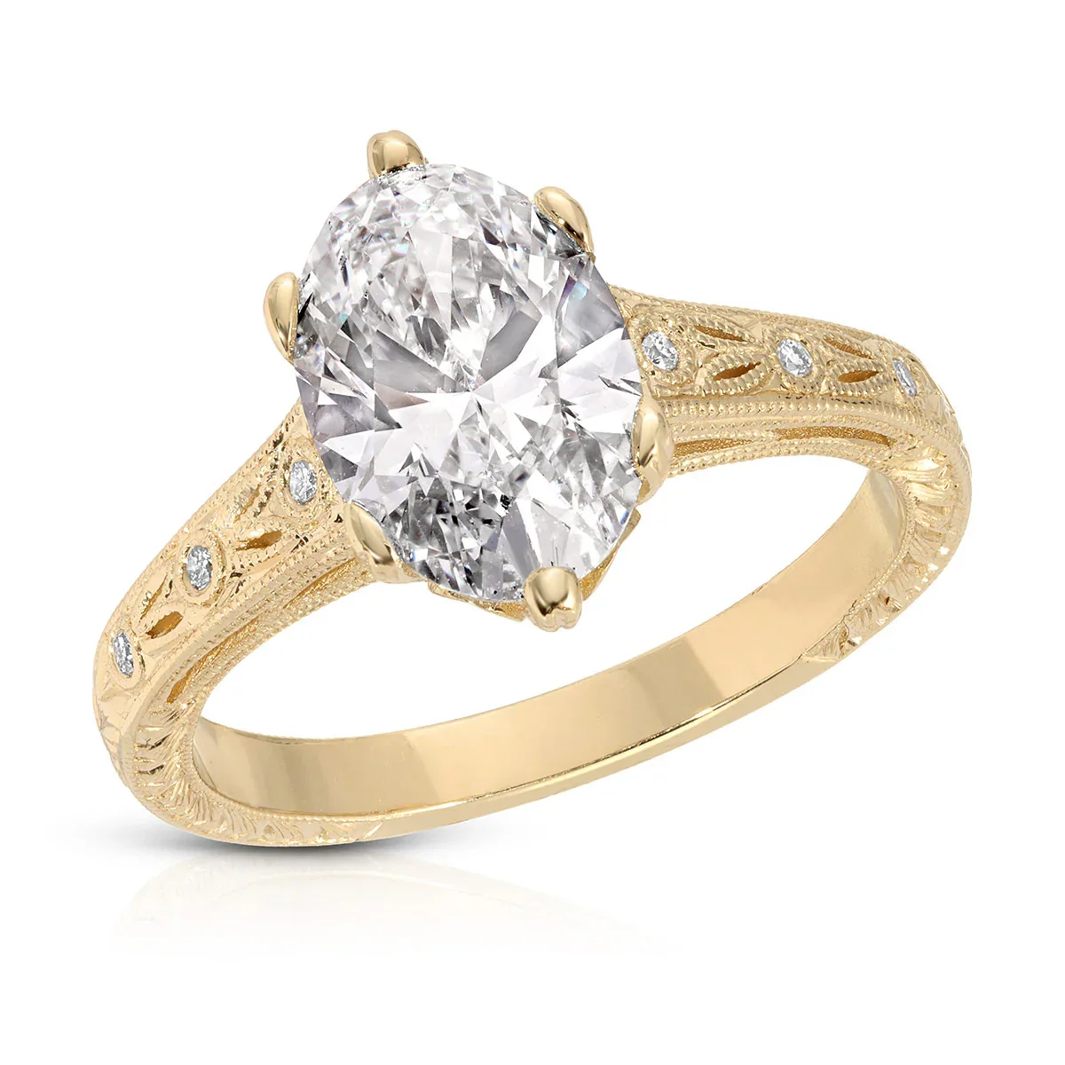 Vintage Center Stone Oval Cut Diamond Ring IGI Certificate Lab Grown Diamond Ring 9K/14K/18K Yellow Gold Diamond Gemstone Ring