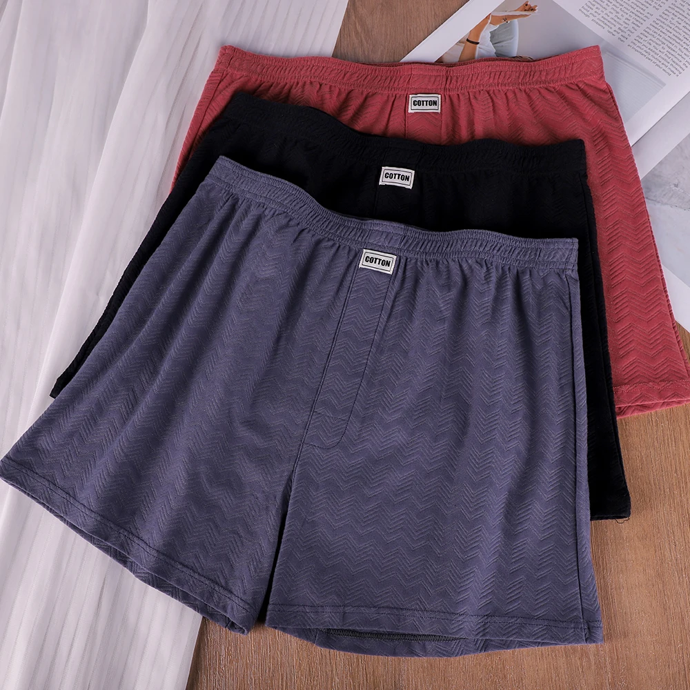 

1/3PCS Casual Loose 95% Cotton Solid Men's Underwear Breathable Comfortable Men's Panties High Elastic Waistband Striped Shorts