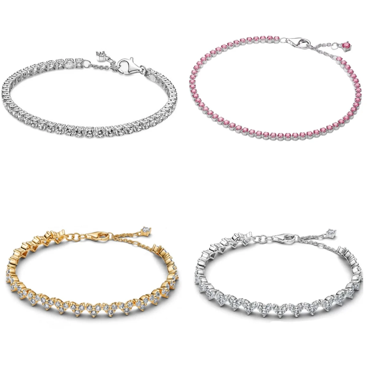 Nueva Pulsera de Cadena con Corazón Elevado en Plata de Ley 925, Rojo, Rosa y Blanco, Regalo para Enamorados, Joyería para las Fiestas 2026