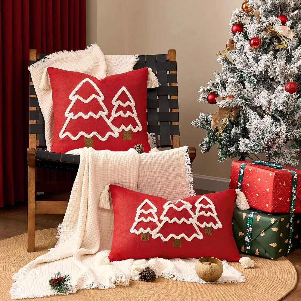 

Fashion Xmas Trees Pattern Christmas Pillow Covers Sofa Couch Christmas Supplies Cushion Cover Home Textile Cushion Covers Home