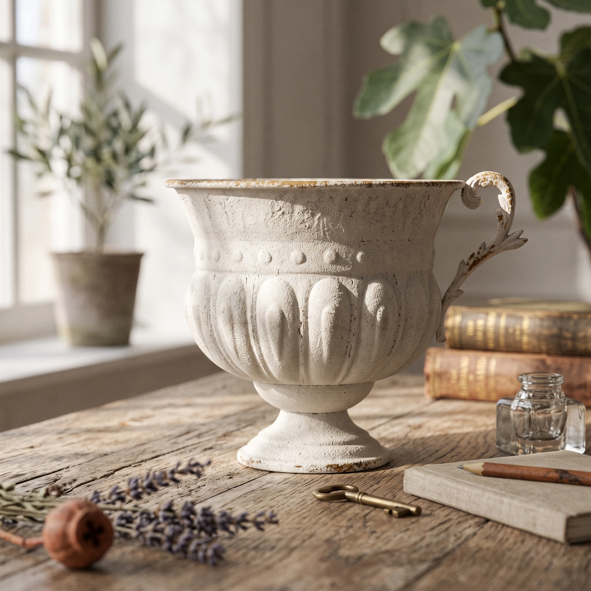 Pedestal Urn with Handles Ornate Urn Planter with Pedestal Base Flower Pot with Handles Elegant Container Shabby Chic