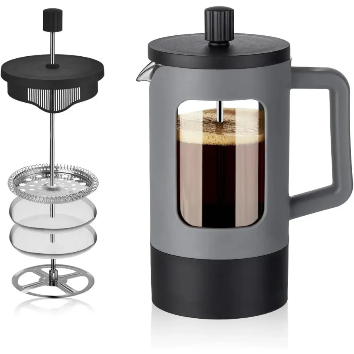 

French Press Coffee Maker Glass 600ml 1000ml Manual Coffee Pot with Stainless Steel Filter Portable Cold Brew Coffee Maker