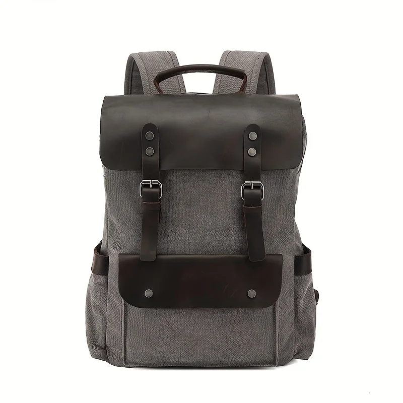 Hot New Multifunction Fashion Men Backpack Vintage Canvas Backpack Leather School Bag Neutral Portable Wearproof Travel Bag