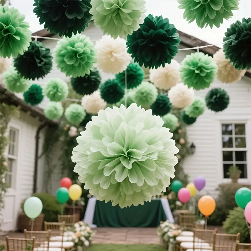 30 Pieces of Bohemian Style Green Sage Paper Flower Balls with Butterfly Decorations - DIY Hanging Decorations for Weddings, Birthday Parties, Graduation Ceremonies, Halloween, and Christmas - Indoor and Outdoor Party Decorations, No Power Required view 6