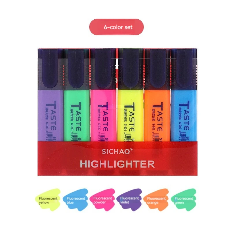 4/6/8 Pcs/set Pastel Flat Single Head Light Color Oblique Drawing Highlighters Fluorescent Pen Markers for School Supplies