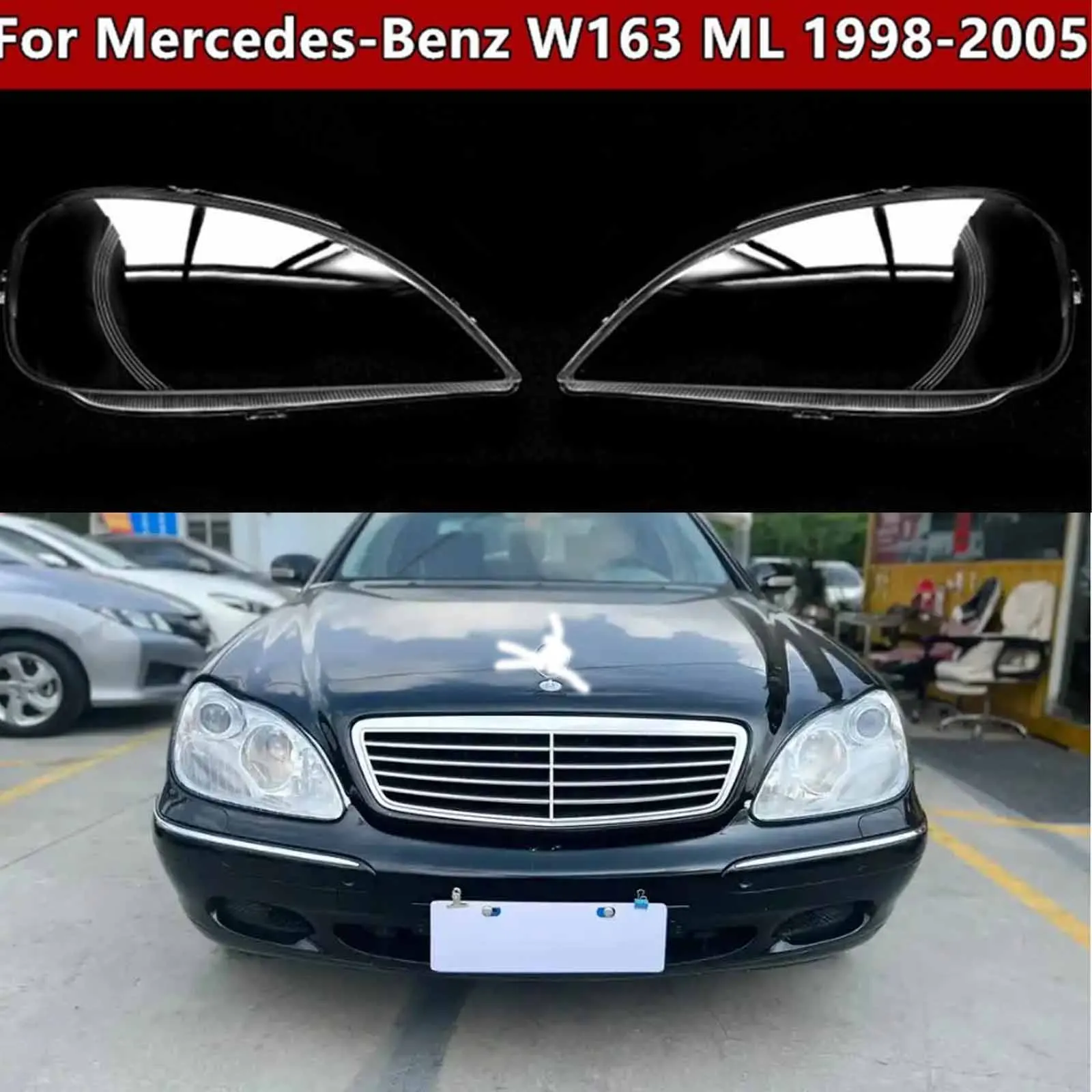 

For Mercedes-Benz ML Class W163 ML400 ML450 ML350 ML320 1998-2005 Pair Transparent Housing Front Headlights Lens Shell Lampcover