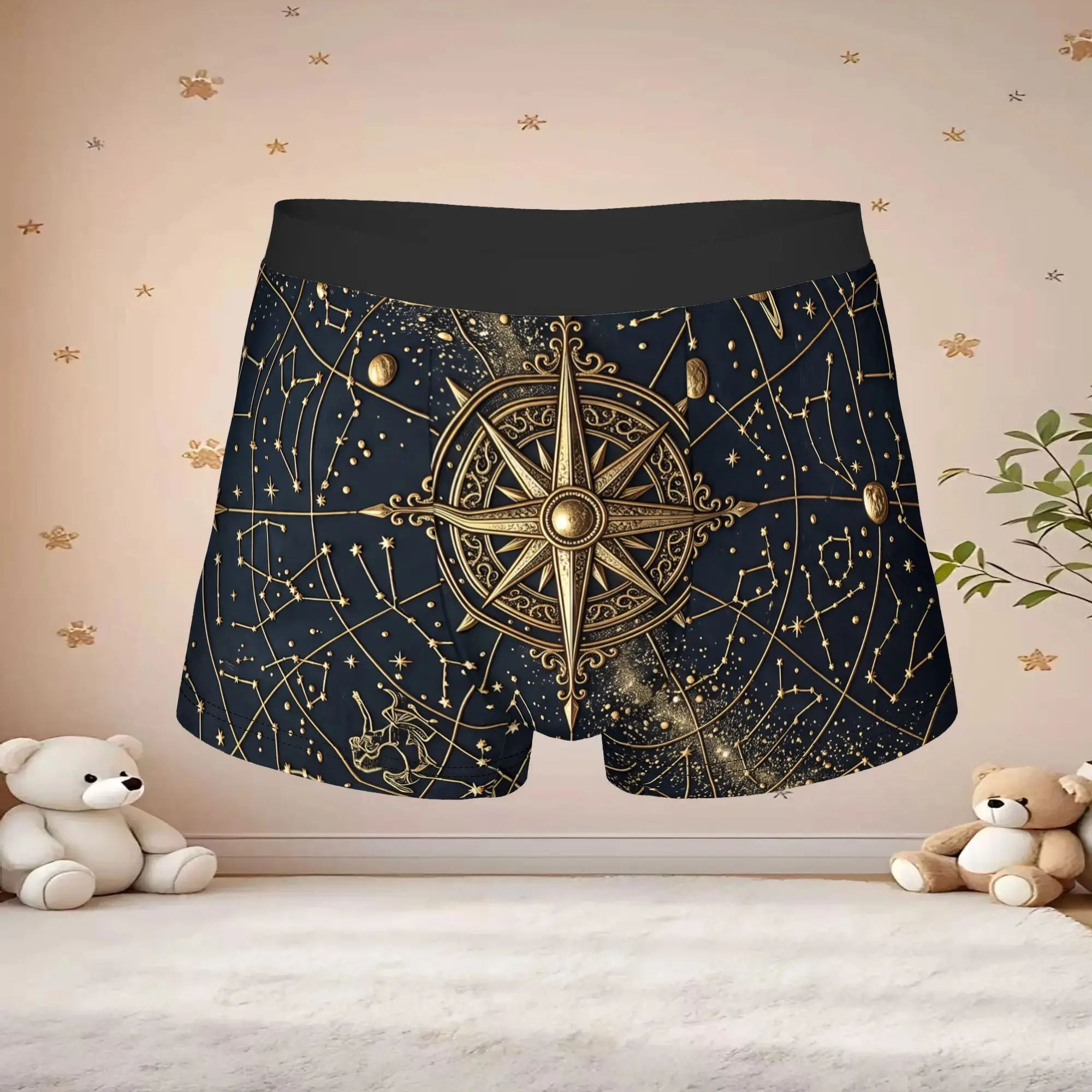 1pc Vintage Ancient Astrology Constellation Print Underpants Breathbale Panties Male Underwear Comfortable Shorts Boxer Briefs