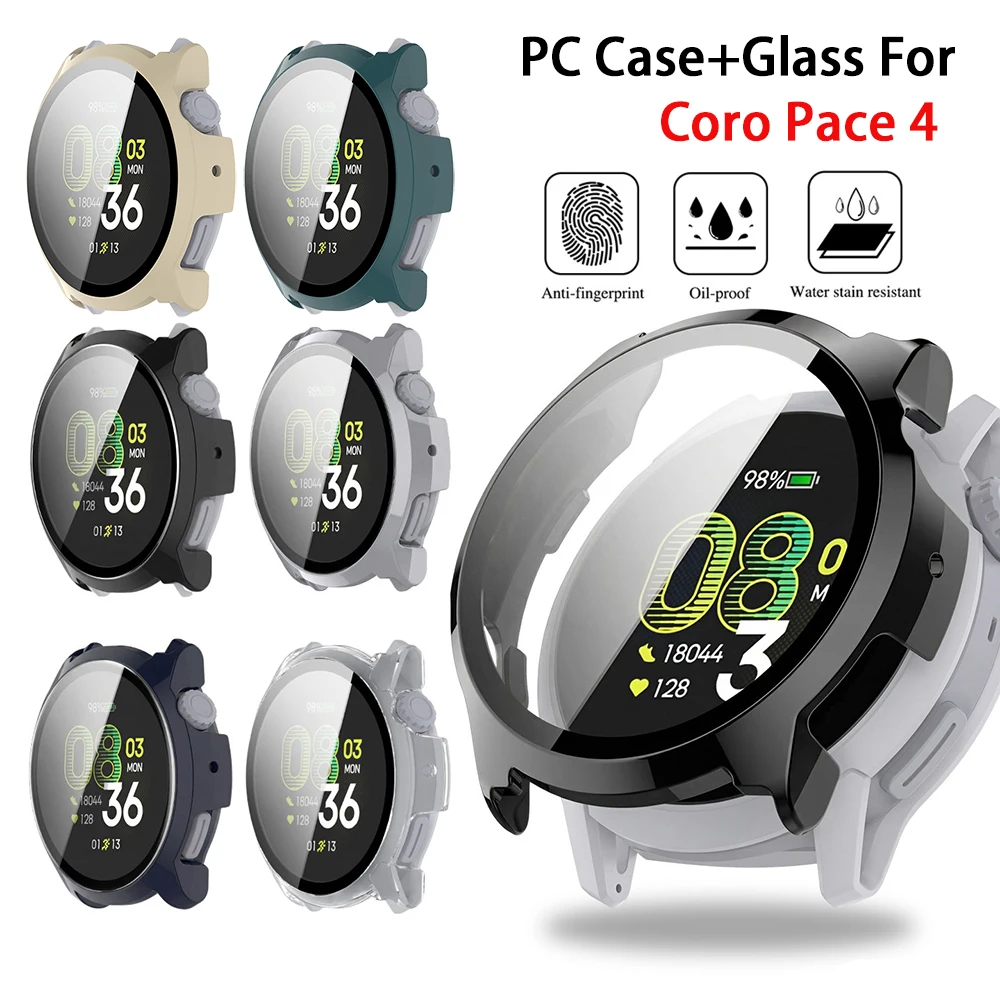 Case for Coros Pace 4 Tempered Glass Screen Protector Hard PC Protective Bumper for Coros Pace4 Cover Accessories