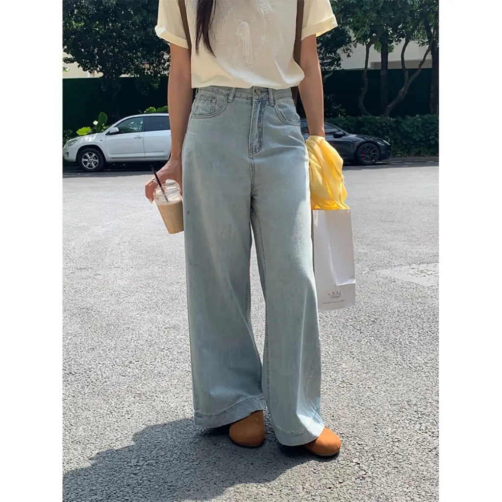 

Classic High Waist Wide Leg Jeans for Women Summer Loose Casual Fashion All-match Slimming Pants