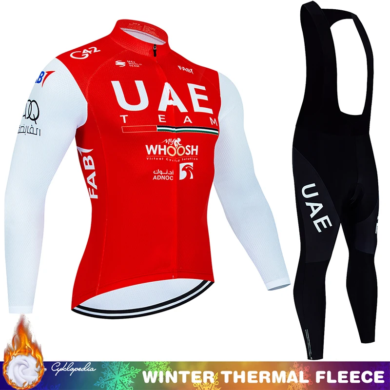 Winter Thermal Fleece Cycling Jersey Man UAE Men's Biking Clothes Jackets Clothing Suit Outfit 2024 Cycle Bib Shirt Uniform Bike