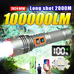 High Power White Laser LED Flashlight 26650 Battery USB Rechargeable Strong Light Tactical Torch Outdoor Camping Hiking Lamp