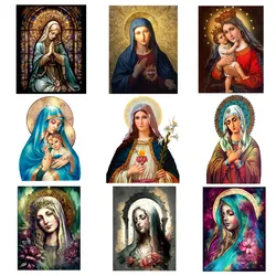 Virgin Mary Lady Catholic Christian Patches for Clothes Heat Transfer Thermal Stickers DIY T shirt Iron on for Women Appliqued