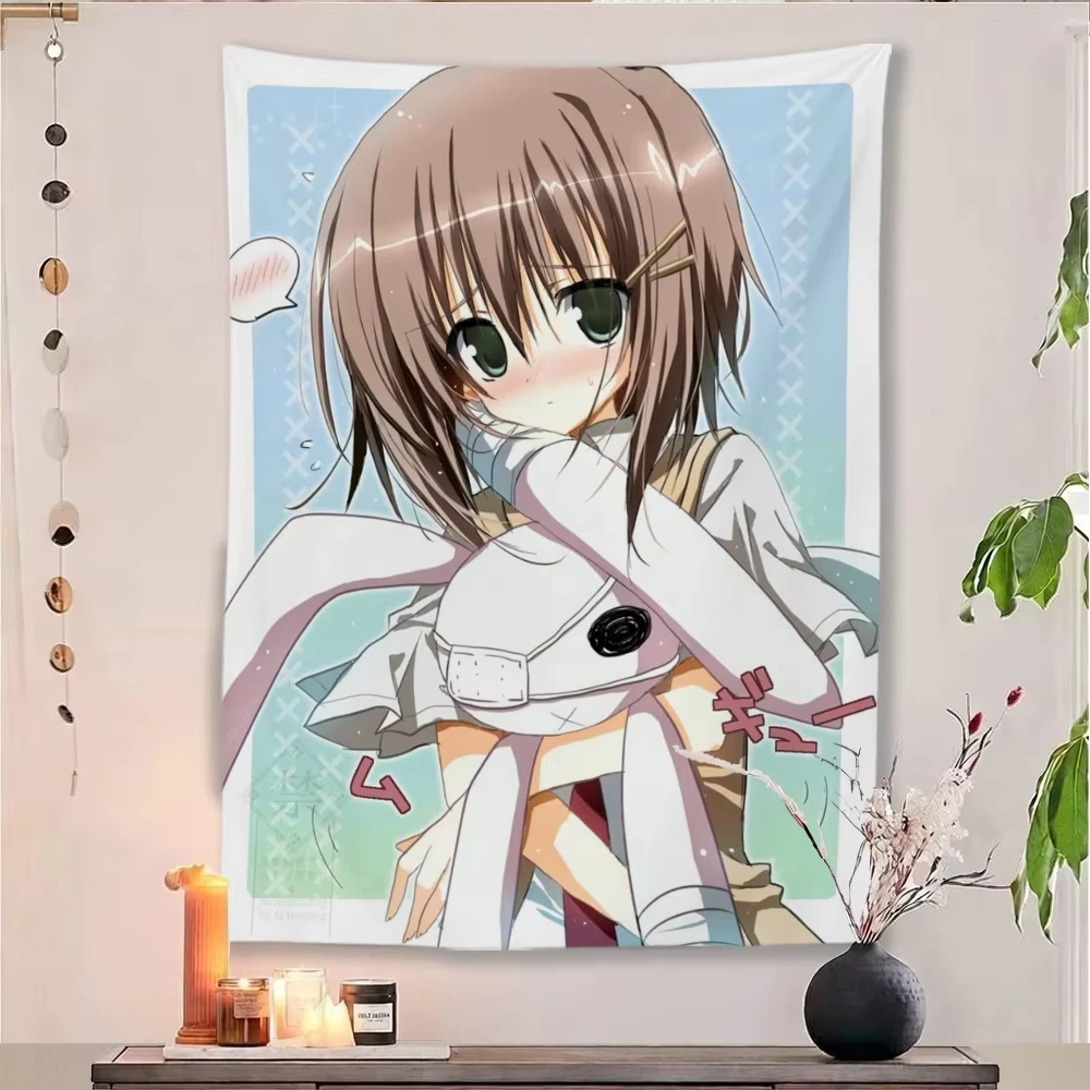 Mamiya Hasaki Anime Tapestry Wall Hanging, Cute Blushing Girl Manga Art Tapestries, Soft Polyester Backdrop Cloth for Dorm Bedro