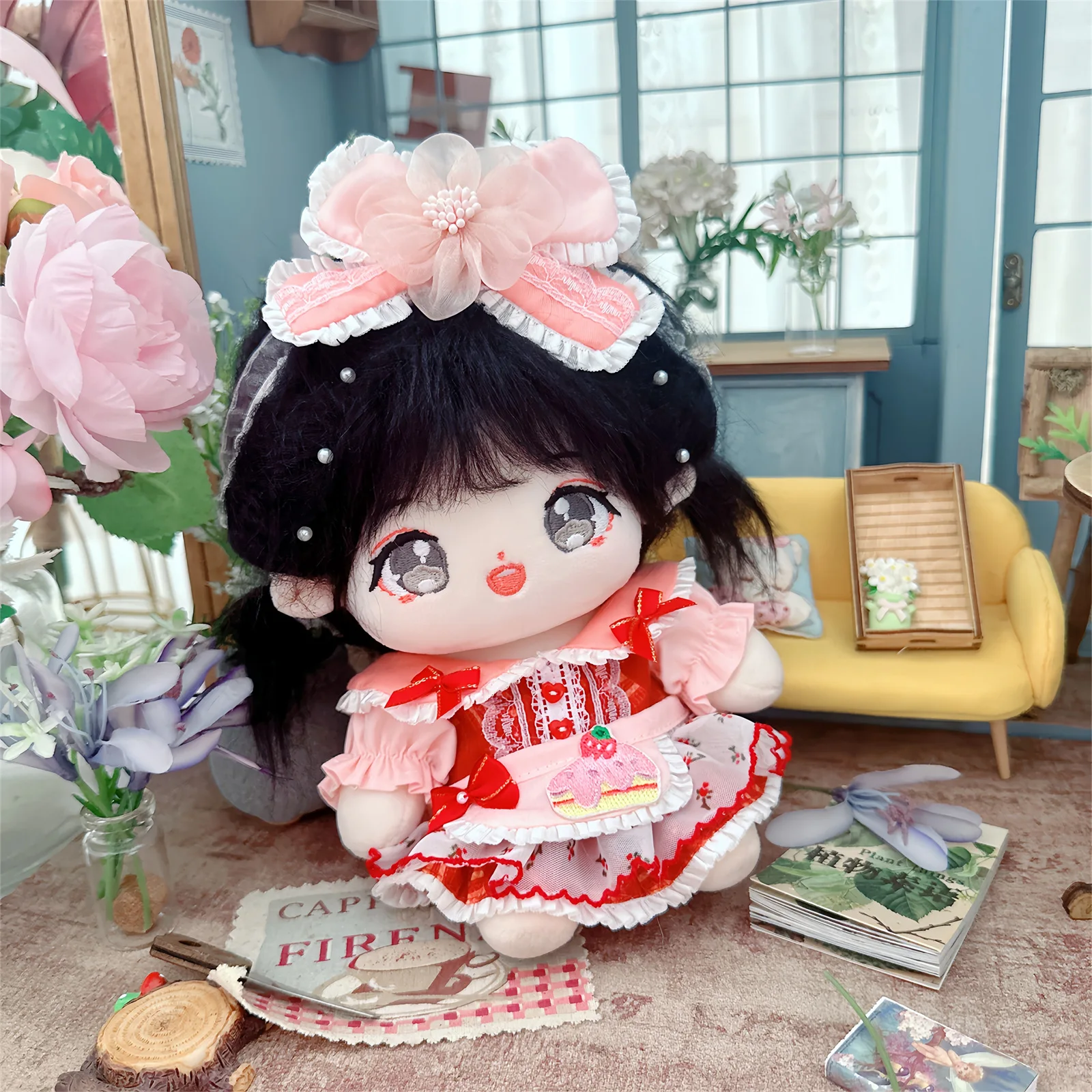 20cm Cute Idol Doll Clothes for Red Sweet Berry Set Kawaii Plush Doll Clothes DIY Changing Clothes Games for Girls Kids Gifts