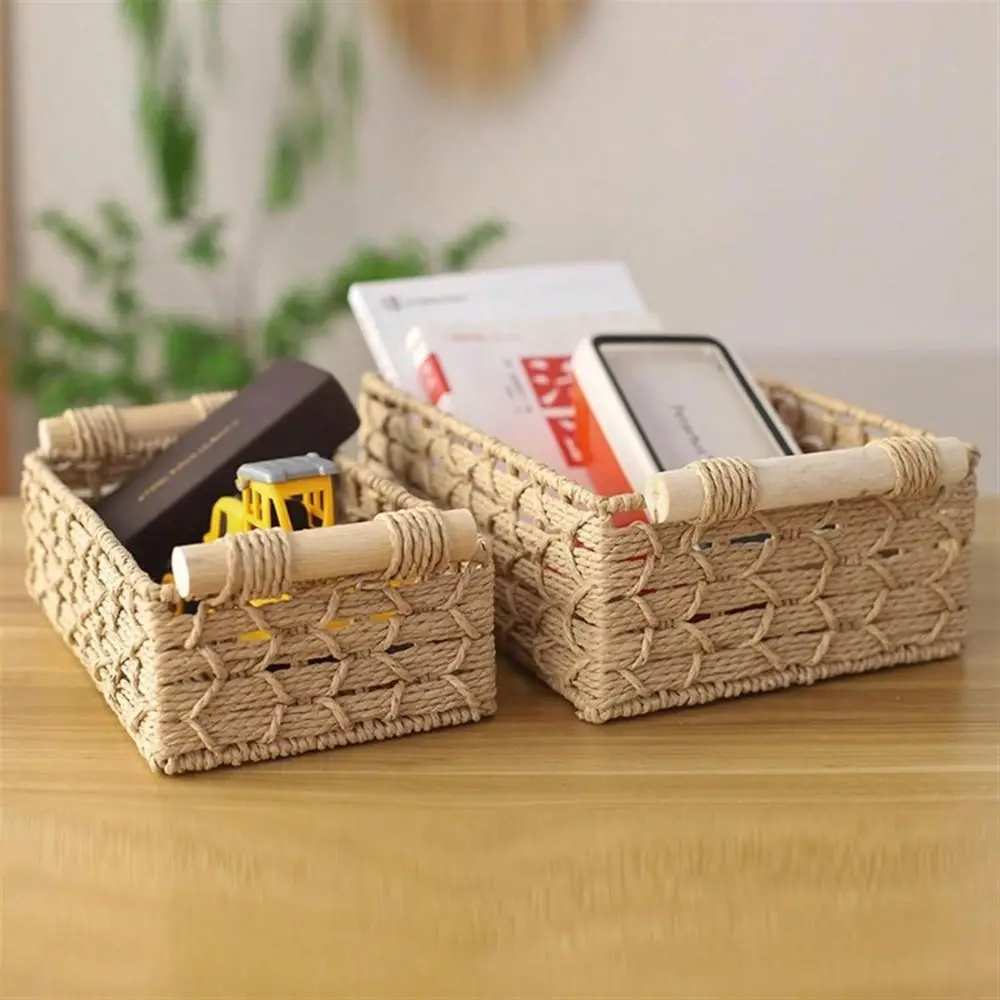 

Small Wicker Basket, Suitable For Home Organization And Storage, Kitchen And Bathroom Storage Basket With Handles, Bathroom Cou