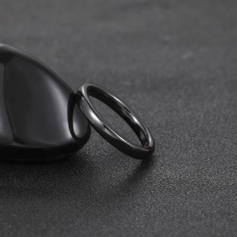 TIGRADE 2/4/6mm Black Ceramic Ring Polished Men Women Wedding Rings Engagement Band Female bague Anti-Scratched Plus Size 4-14