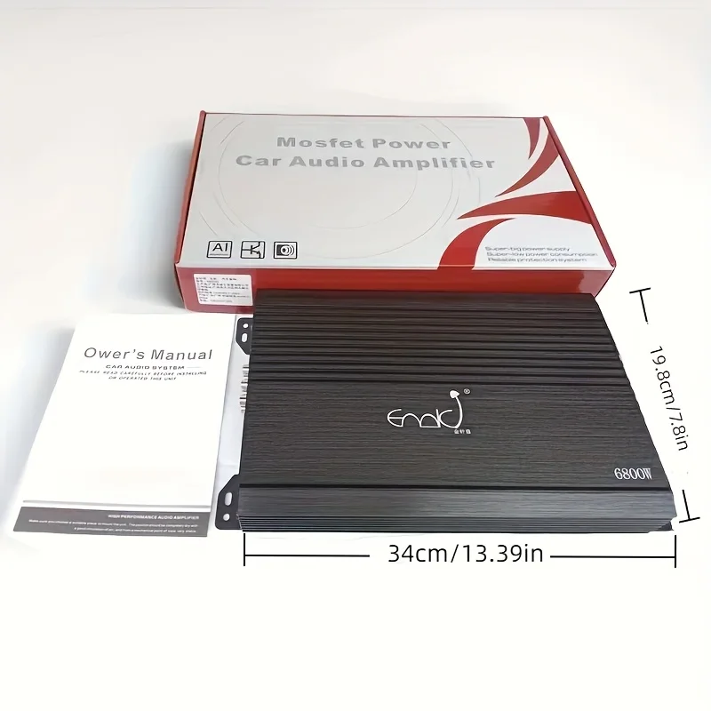 6800WAmplifier12VCar amplifier4Channel levelAB，，Used for subwoofers and speakers，4Audio system upgrade，Black finish and radiator