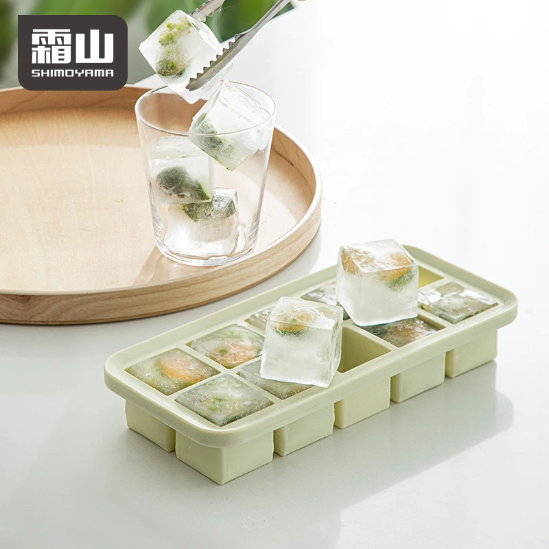 SHIMOYAMA Durable Silicone Ice Cube Maker Tray Mold Easy Release 10 Nugget Ice Tray Ice Mold Tray