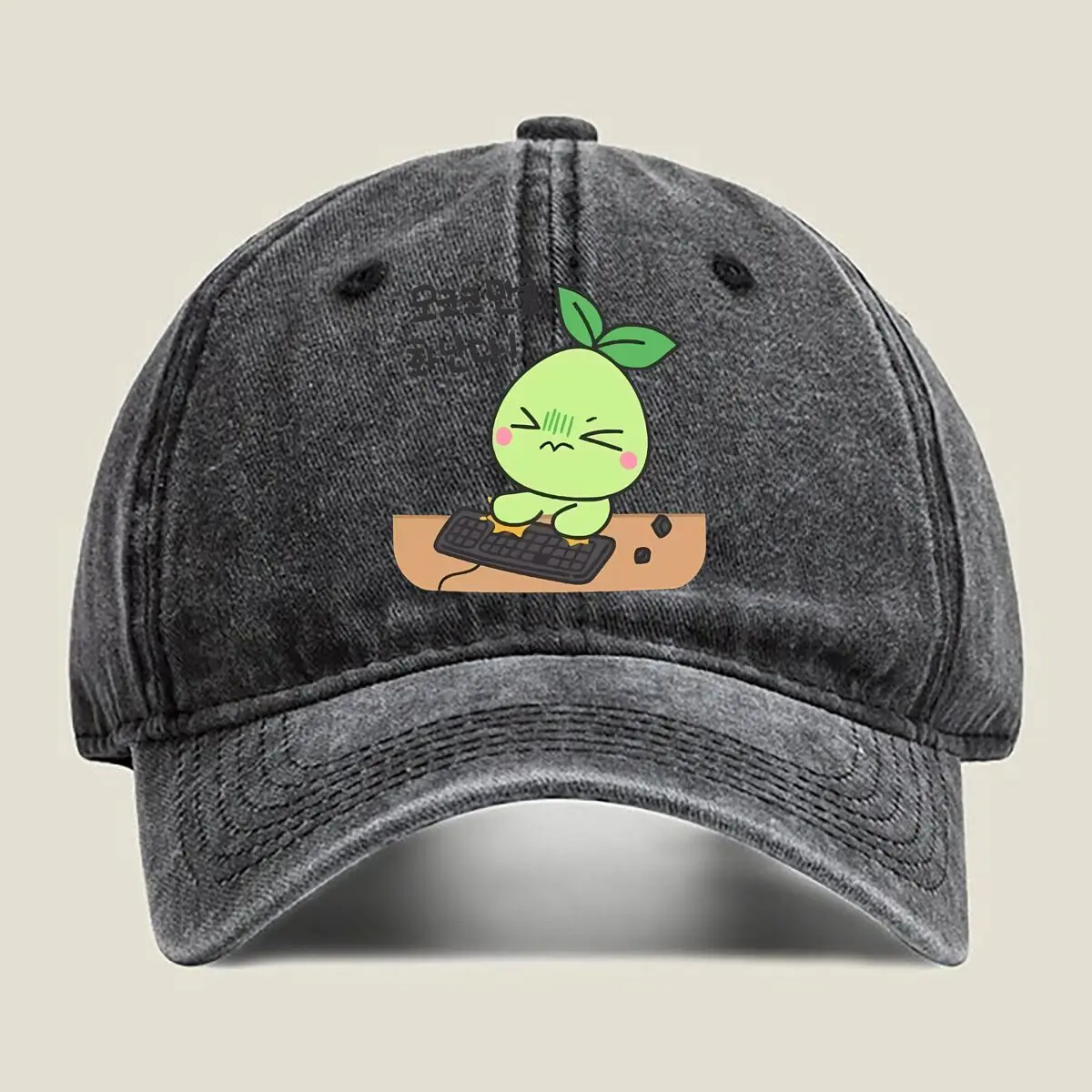 

Korean Pear - Cute Typography Graphic Washed Baseball Cap
