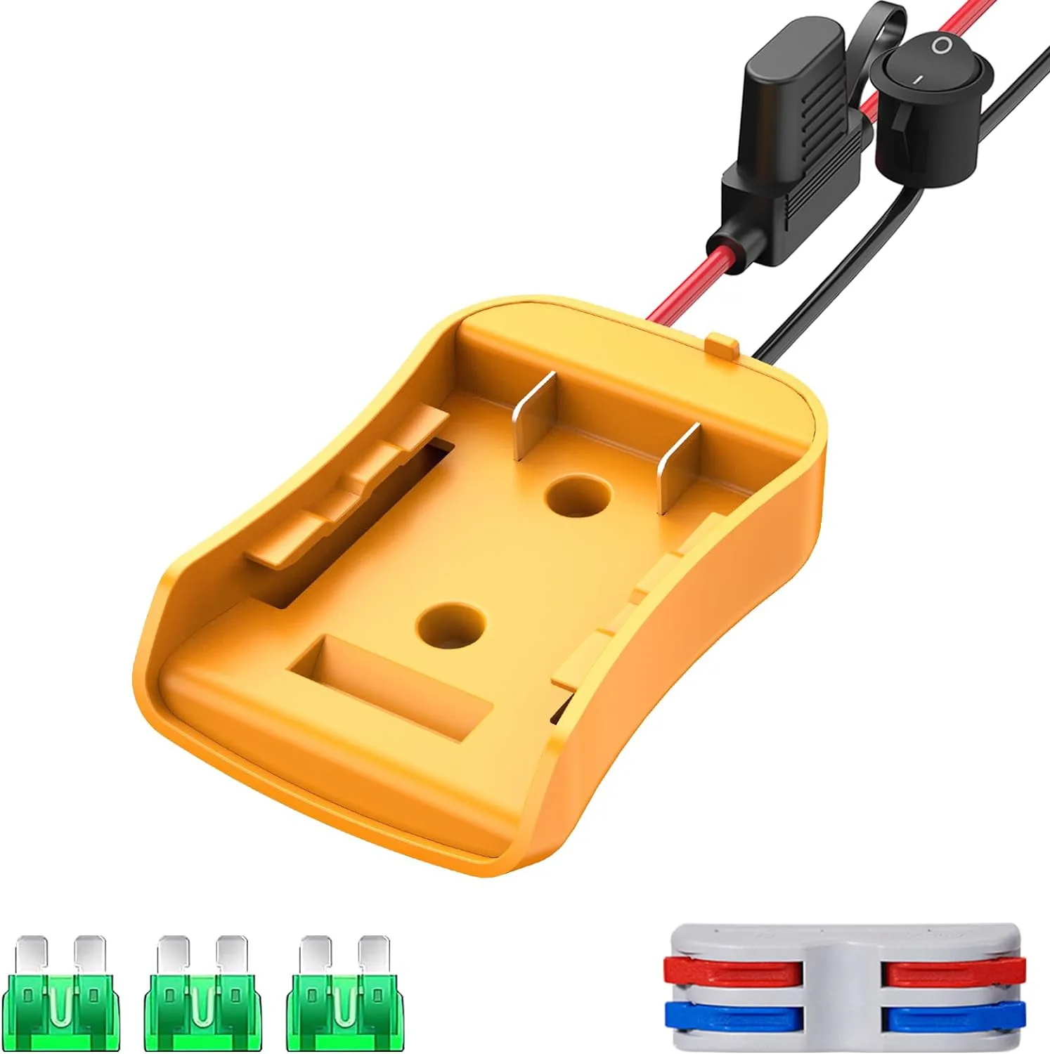 

Power Wheels Adapter for Dewalt 20V Battery Adapter with Switch Fuse & Wire Terminals 12AWG Wire DIY Ride On Truck RC Car Toys