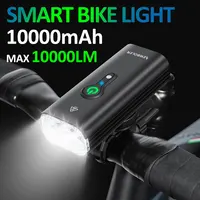NEWBOLER-luz frontal inteligente para bicicleta, 10000mAh, 10000LM, resistente al agua, carga USB, lámpara para Ciclismo de Carretera de montaña, accesorios para bicicleta