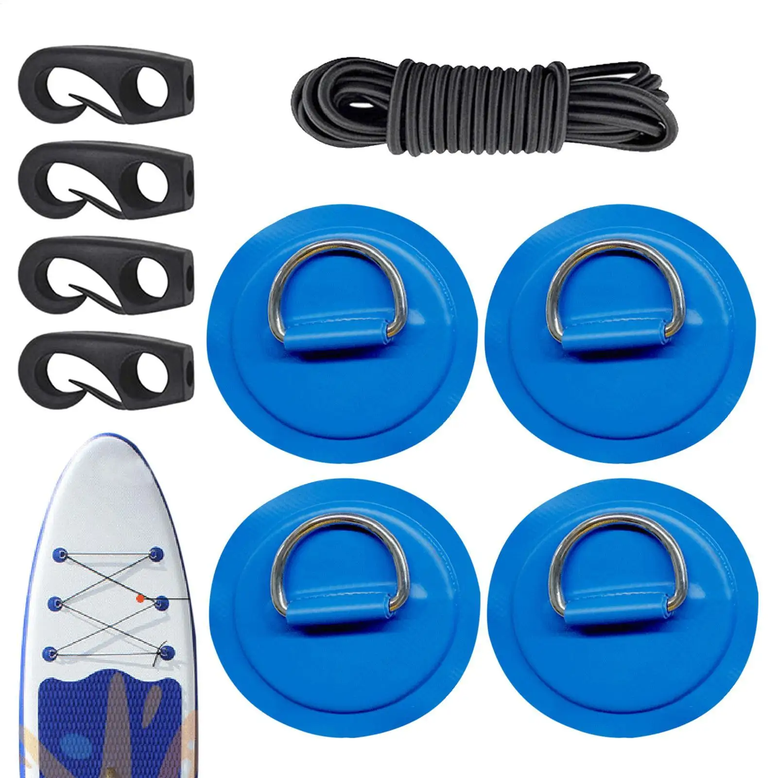 

Kayak Deck Rigging Kit with Hooks, 8.2FT Tie-Down Rope & Adhesive Patch for Canoe Paddleboard Fishing Camping