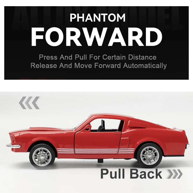 1:36 aleación Diecast Mustang clásico Vintage coche modelo tirar hacia atrás coche vehículo en miniatura réplica para colección regalo para chico