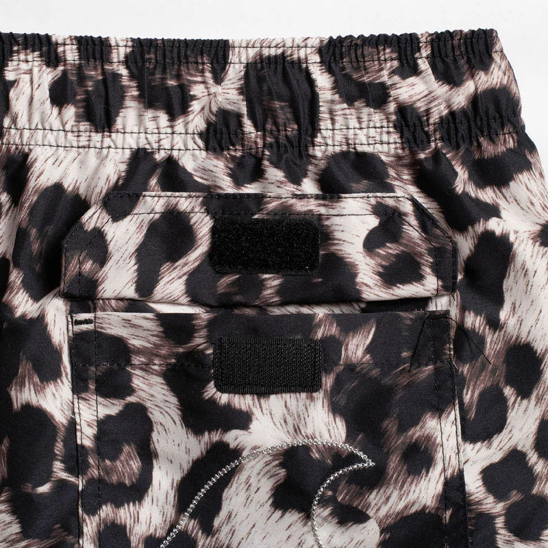 Men\'s Beachwear Quick Drying Baggy Male Swimwear Jogger Shorts Casual Wear For Men White Leopard Print Shorts GMA2653