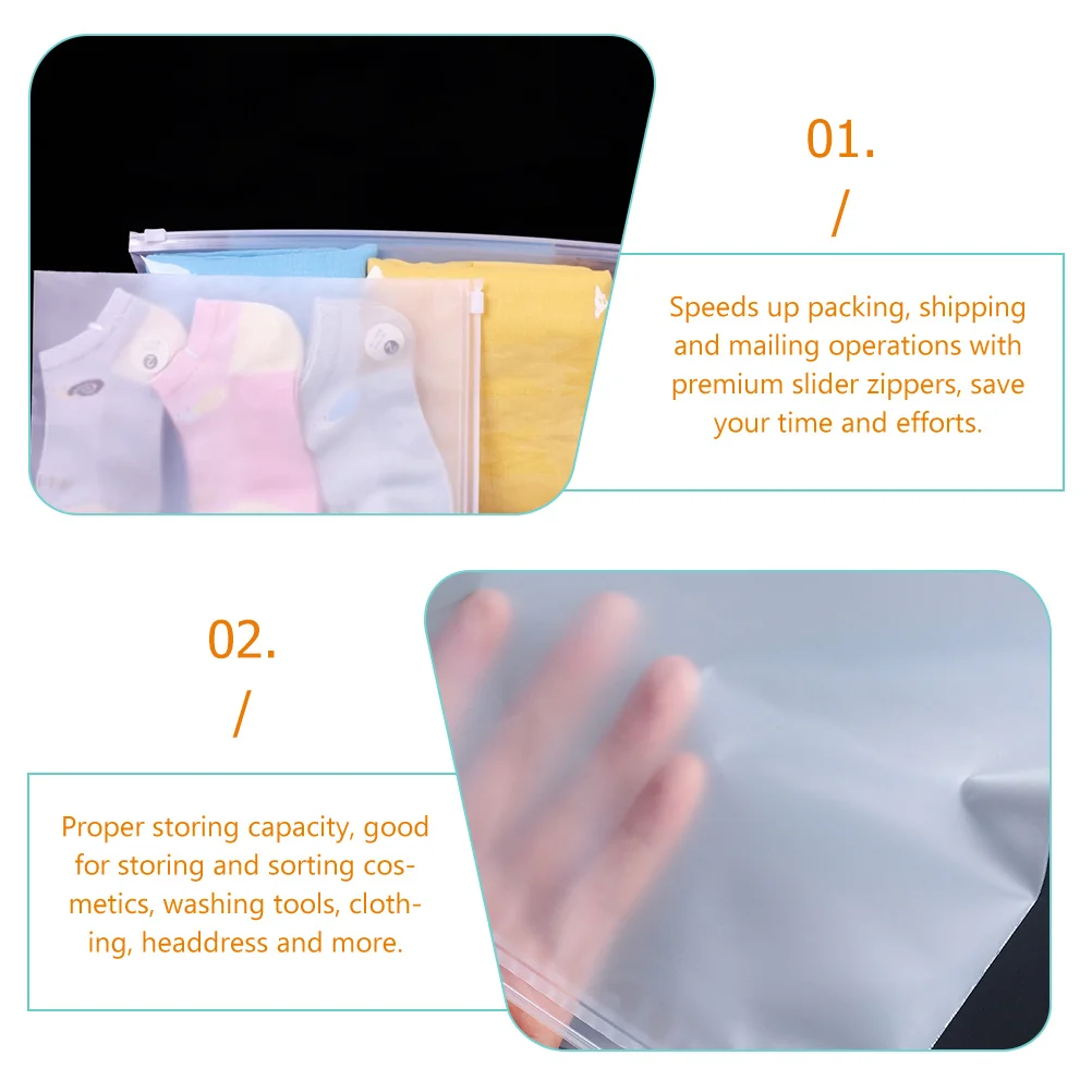 50 Pcs Frosted Zipper Bag Packaging Bags Shirt Storage Clothes Packing for Suitcases Travel Garment Sealed