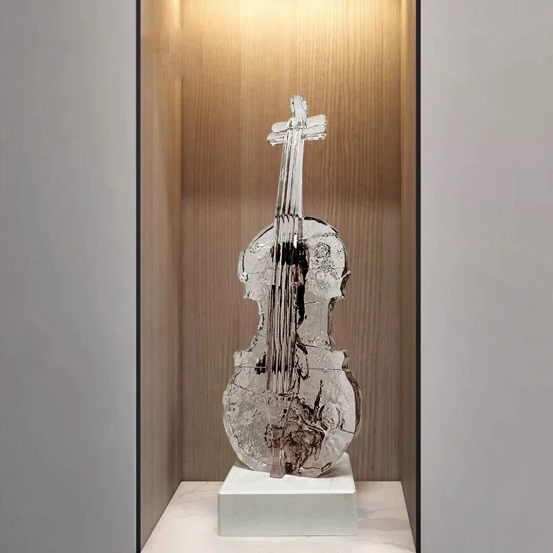 EsculturadViolín Decorativa, EstatuadViolín, ObradArte en Resina Transparente, Decoración Artesanal para SaladEstar,
