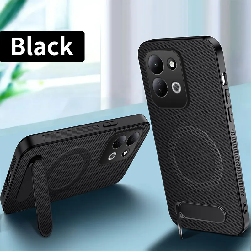 Für Xiaomi Redmi 17 Hülle Weiche PU-Kohlefaser Magnetisch Mit Ständer Schützende Rückabdeckung Hülle Für Redmi 17 5G Telefonhülle