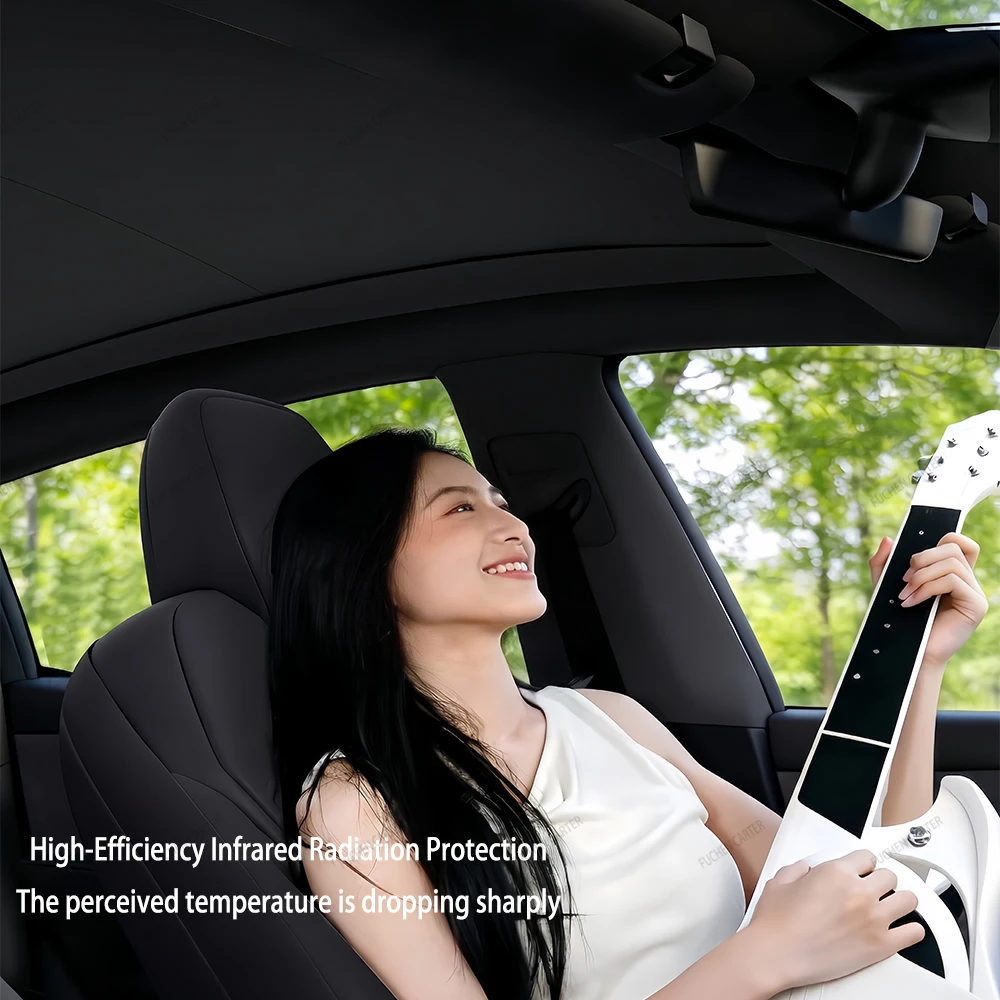 For Tesla New Model Y YL Juniper Upgrade Scroll Sunroof Sunshade Roof UV Protection Retractable Sun Visor Interior Accessories