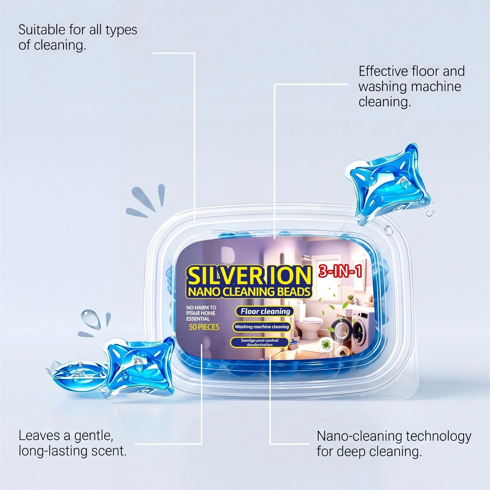 Multi purpose cleaning beads, floor cleaning, washing machine cleaning, dirt removal, beads indoor cleaning, fragrance beads view 5