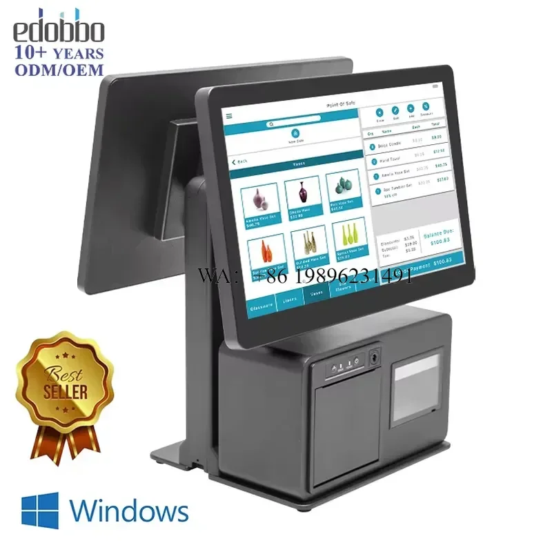 15/15.6 Inch Touch Screen POS System with Built-in Printer and Scanner Cash Register for Payment Kiosk SDK Function