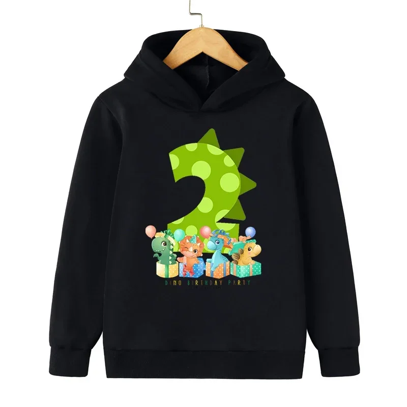 Dinosaur Kid Sweatshirts Birthday Number 1~9 Children Pullover Animal Cartoon Girls Hoodie Casual Baby Boy Clothes Birthday Tops