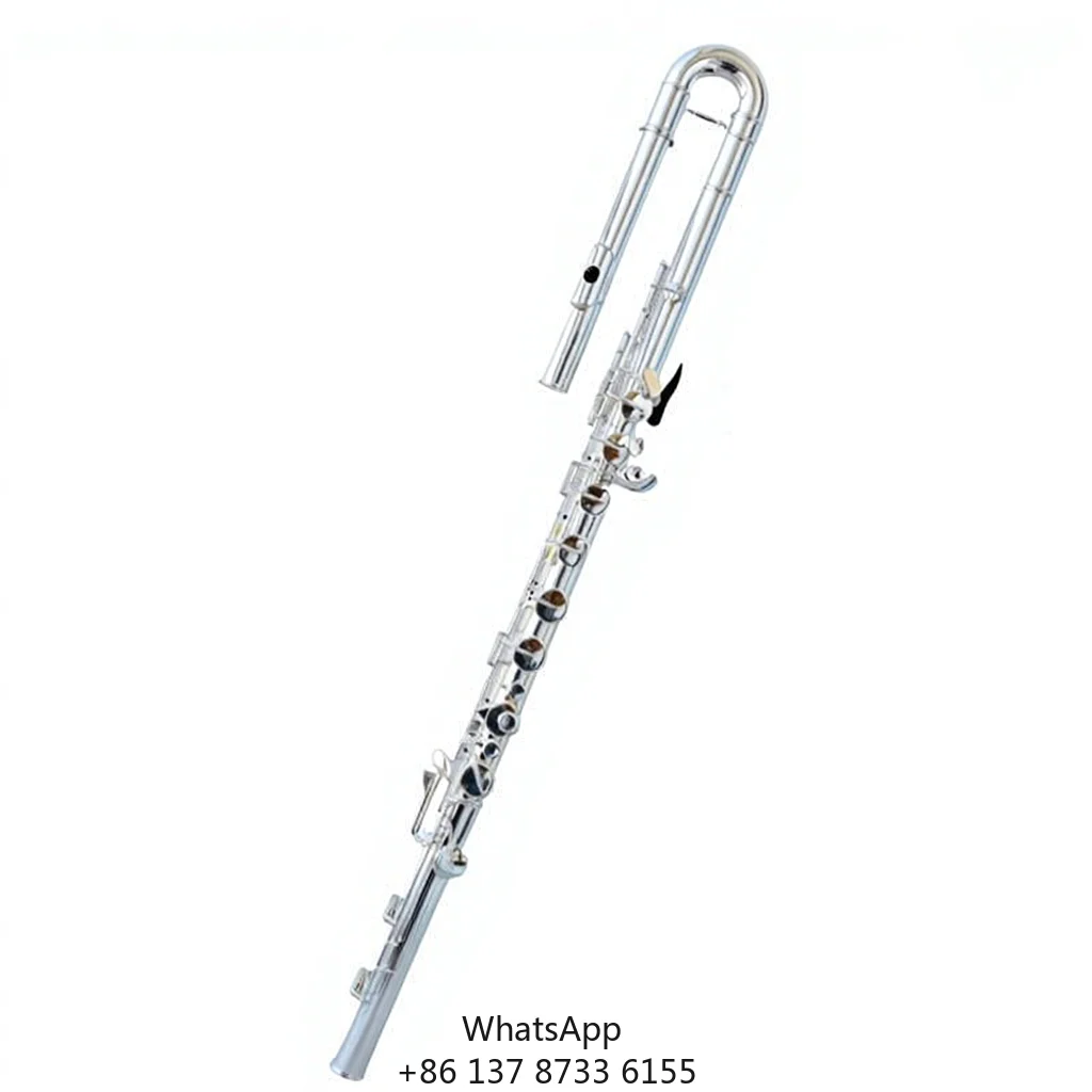 High Quality Silver Plated Cupronickel Bass Flute In Stock Woodwind Instrument Bass Flute