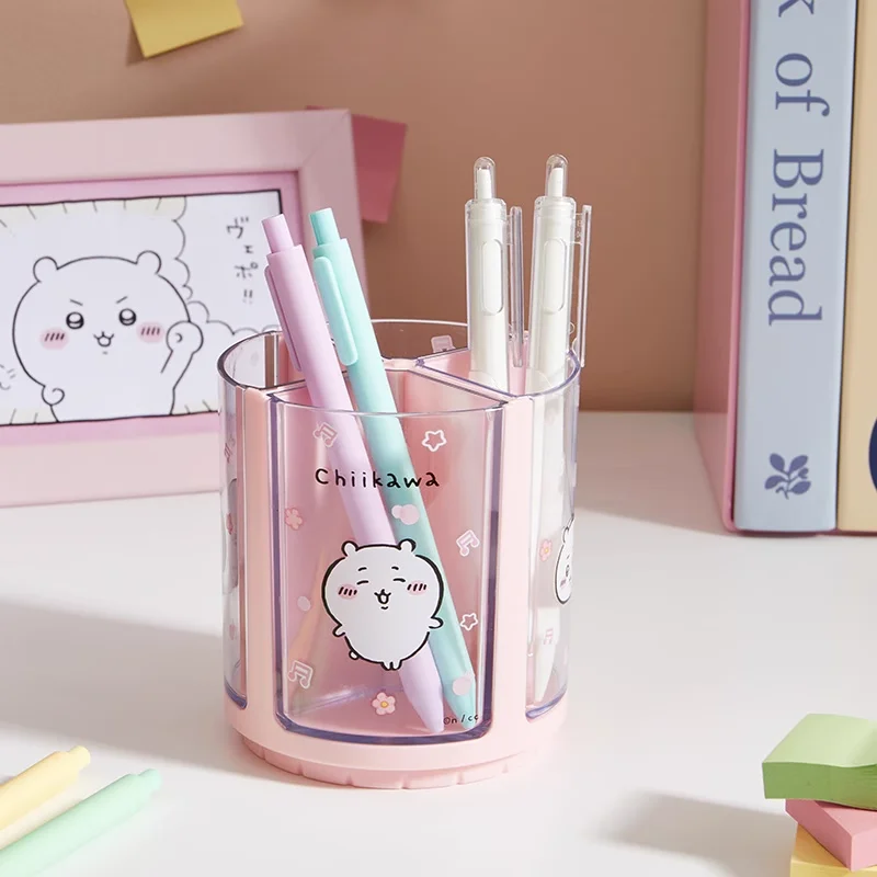 

Chiikawa series cute rotating pen holder desktop stationery storage box for students usagi hachiware