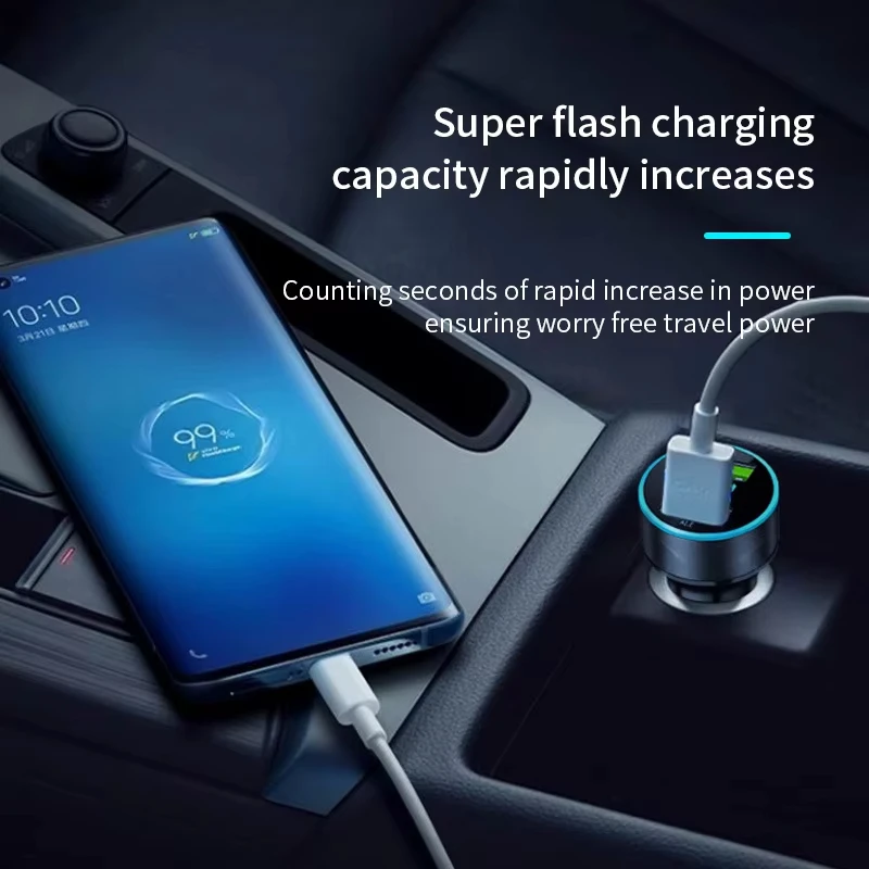 240W Car Charger Fast Charging 2 USB Ports Adapter For IPhone Samsung Xiaomi Quick Charging Chargers With Digital Display