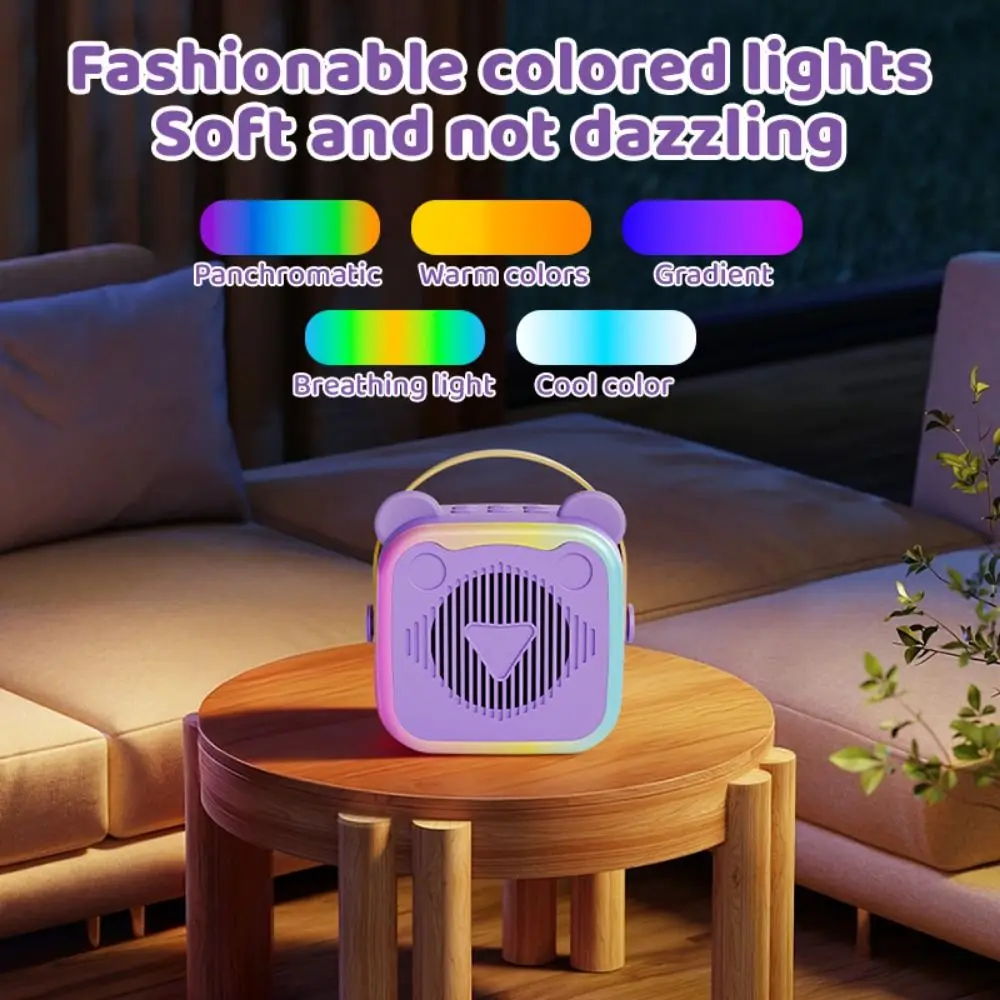 

Портативная мини-караоке-система HIFI с объемным звучанием, 3,5-мм разъемом для наушников, мини-колонка для домашнего караоке, беспроводные микрофоны, зарядка через USB