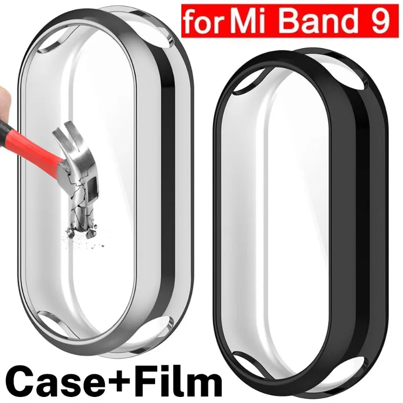 Case Cover+Tempered Glass Film for Xiaomi Mi Band 9 Full Coverage Protective Cover for Mi Band9 Smart Watches Screen Protector