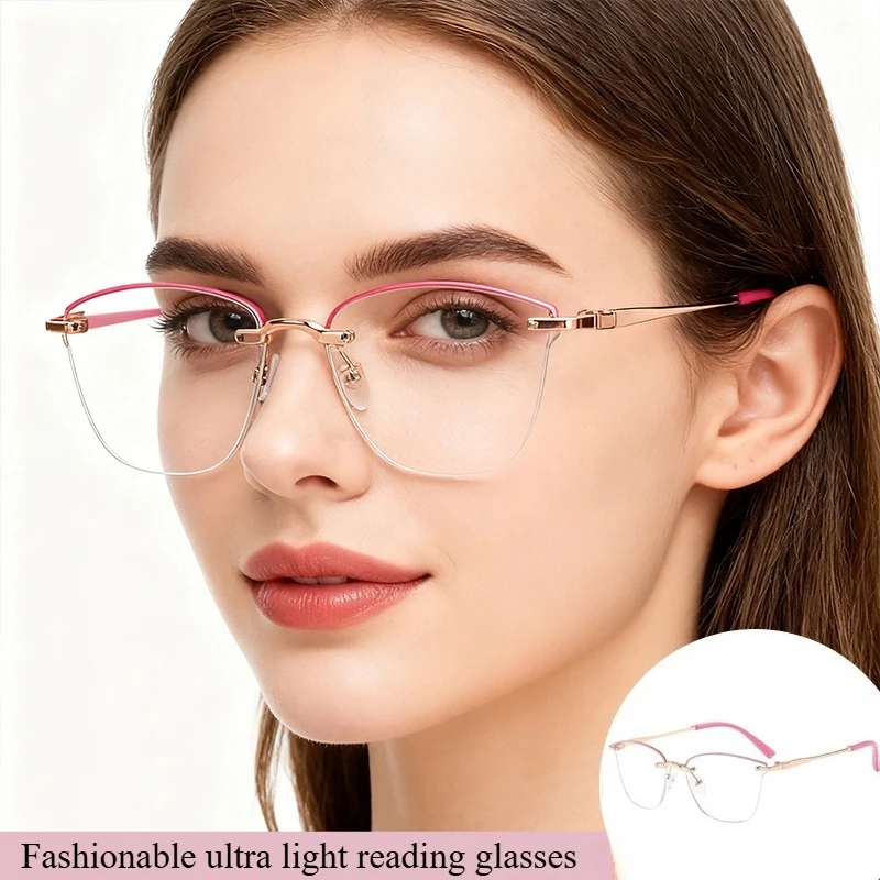 Modische ultraleichte Lesebrille, neue bequeme hochauflösende Anti-Blaulicht-Brille für Damen, 0 bis + 400