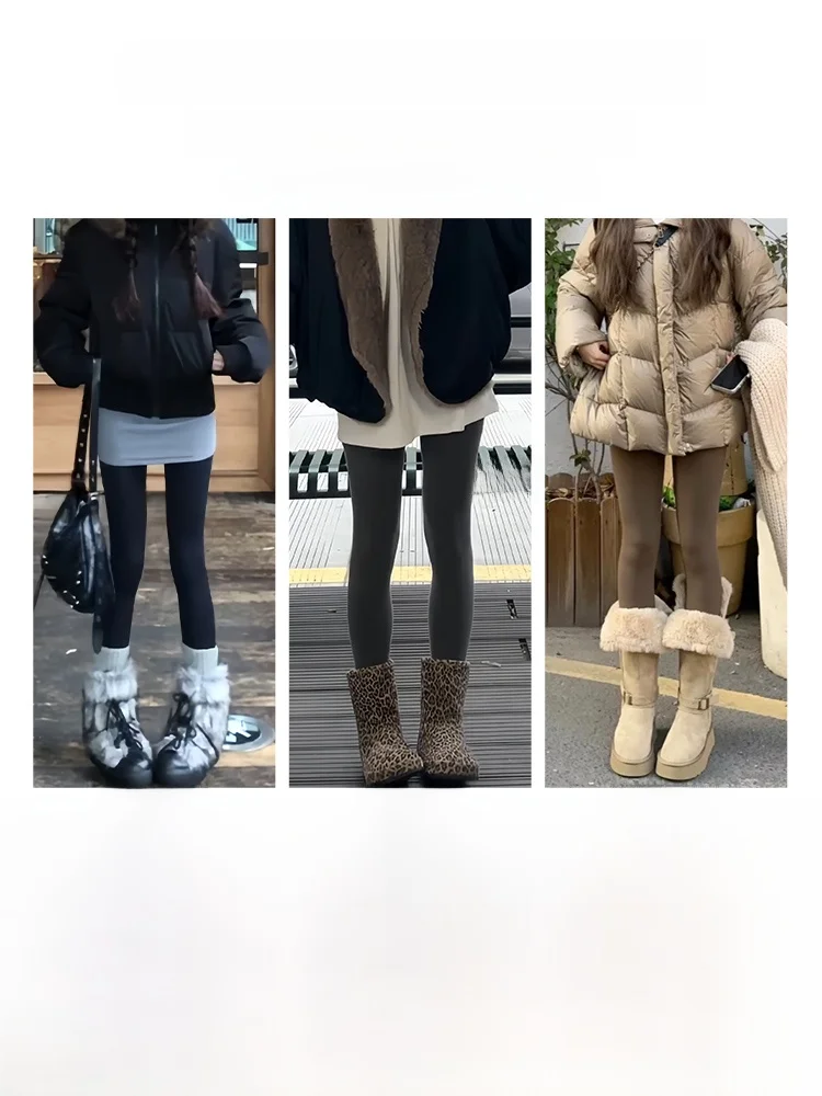 Ceau arkskin Pantalones de yoga Ropa de abrigo de invierno para mujer Leggings de cintura alta Thiened Fce Pantalones de capa base cálidos