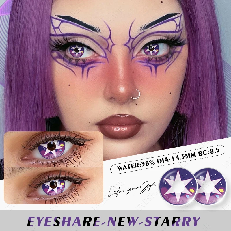 EYESHARE 1Pair Colored Contact Lenses for Eyes Halloween Lenses Yearly Cosmetic Cosplay Contact Lenses Anime Accessories Lenses