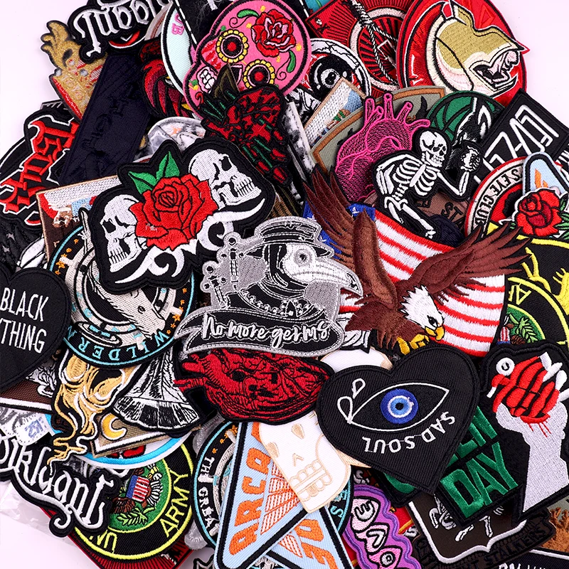 

10-50PCS Random Mixed Punk Style Patch Iron On Patches For Clothing Stickers Embroidered Patches On Clothes Sewing/Fusible Patch