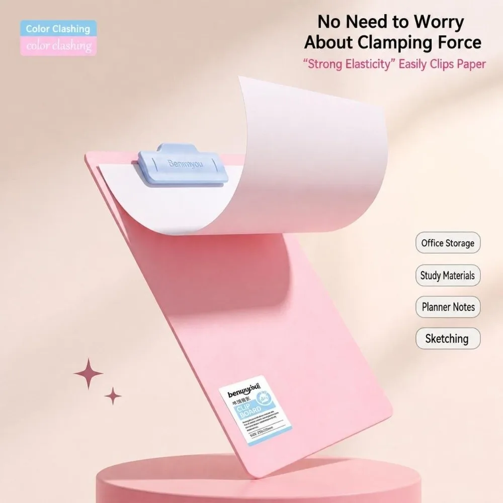 Durable Plastic Clipboard Color Contrast Lightweight Writing Board A4 Writing Clip Board Students