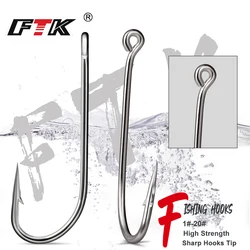 FTK Fishing Hooks 5#30PCS 6-8#50PCS 9-20#100PCS Fishing Hooks Strong Sharp Needle Point Barbs Ringed Eye Fishing Octopus Hooks