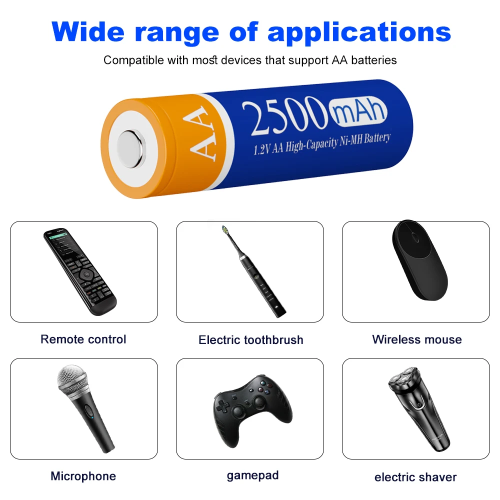 AA Battery NiMH Rechargeable Batteries 1.2V 2200mAh Low self-discharge 2A Battery For Toy And Camera image 4