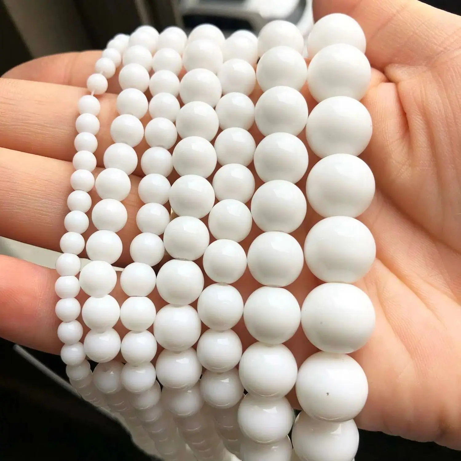 4/6/8/10mm Stone White Chalcedony Beads DIY Bracelet Necklace Jewelry Accessory For Jewelry Making DIY Round Loose Spacer Beads