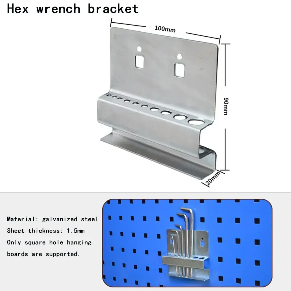 Gancho de agujero montado en la pared, estante de almacenamiento de herramientas, caja de herramientas, placa colgante, carga de 3-5kg, herramientas